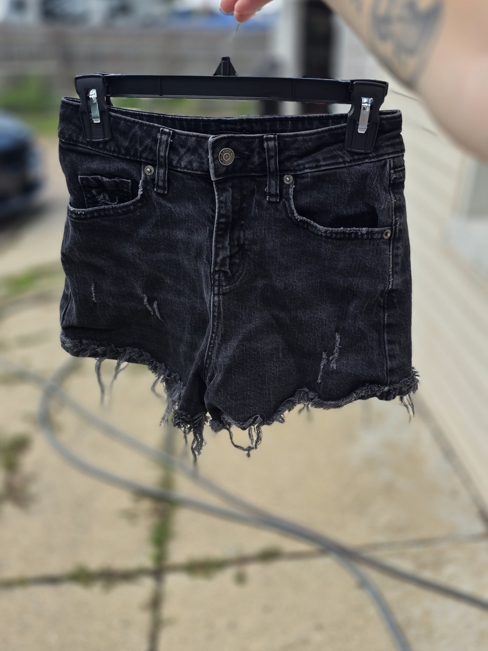 Black Distressed Denim Shorts - Women's Casual Cutoffs